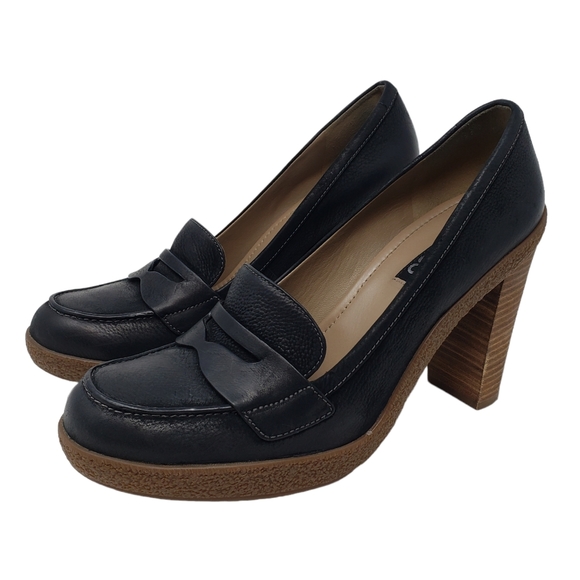 ECCO Nomane Black Leather Moccasin Loafer Heeled Shoes Size 40 EU 9 / 9.5 US - Picture 14 of 15